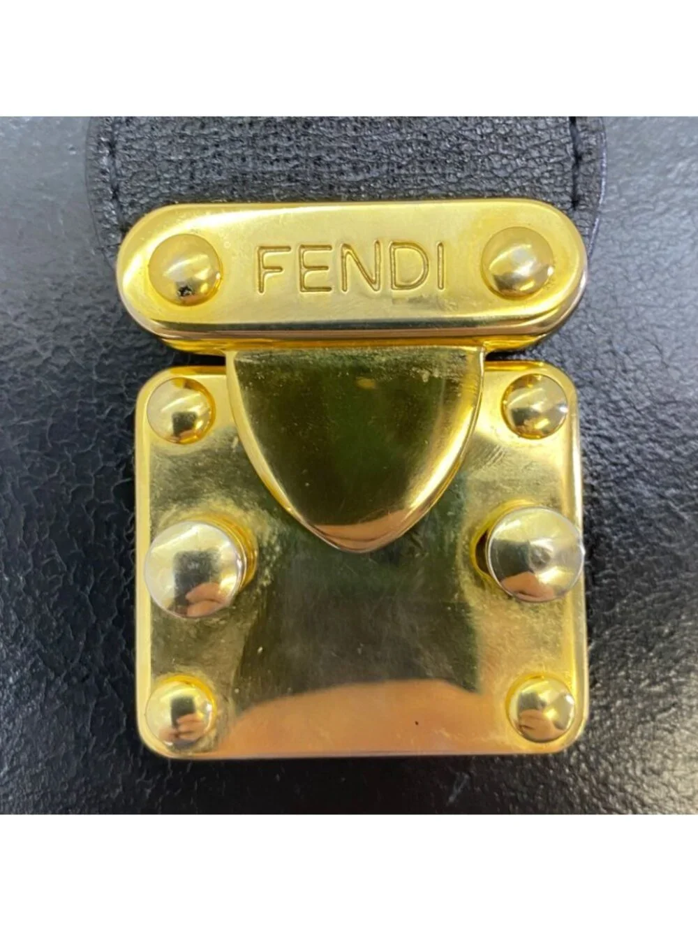 Fendi Vanity Bag Vintage Style Leather Black